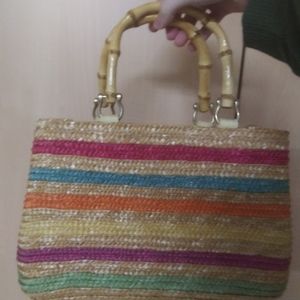 Sonoma Lifestyle Faux Bamboo Handle Woven Handbag